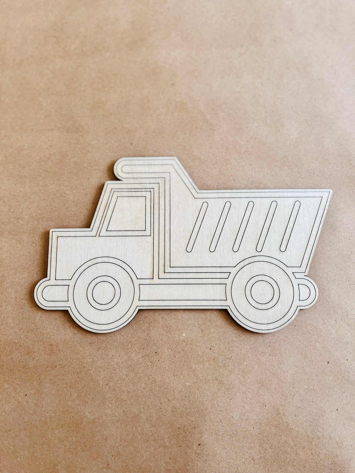 Laser Cut Engraved Wooden Construction Truck Paint Kit | Craft Kits | Maxilyn House