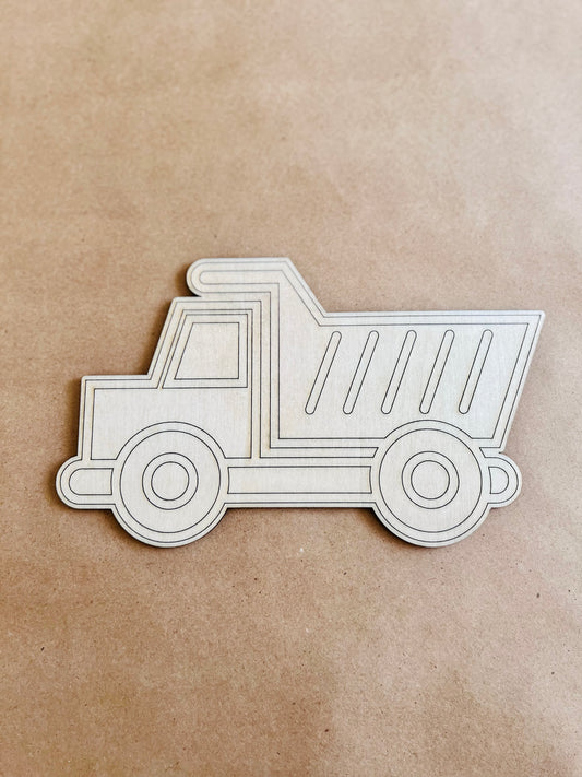 Laser Cut Engraved Wooden Construction Truck Paint Kit | Craft Kits | Maxilyn House