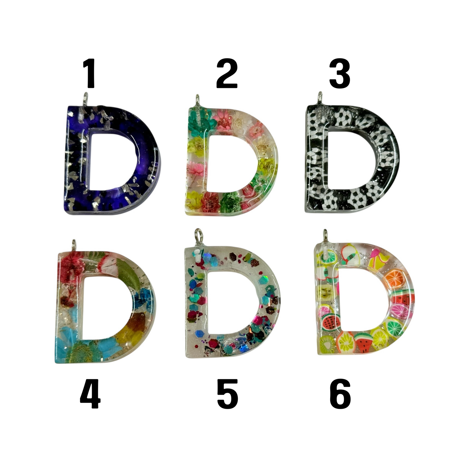 017 - Resin Letter "D" Charms for Keychains