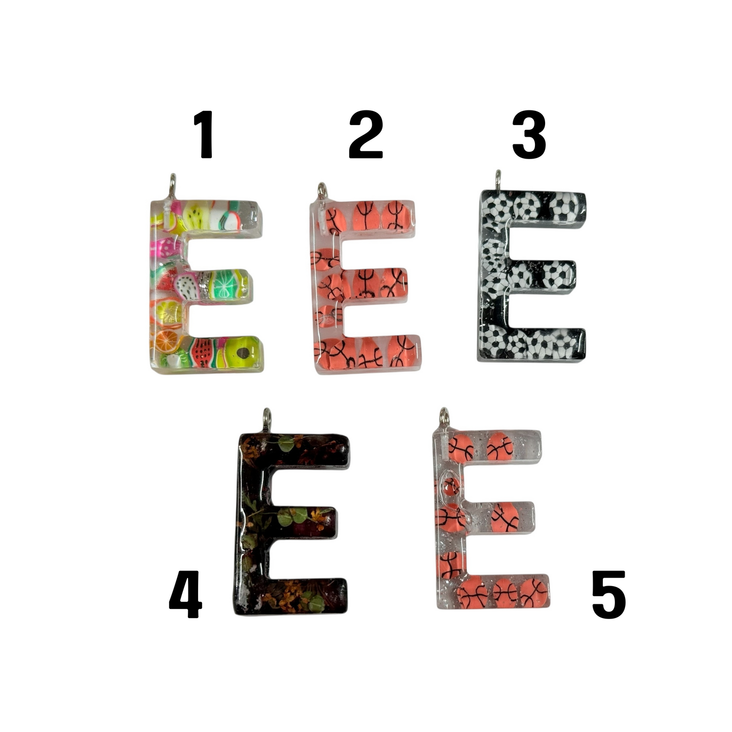 017 - Resin Letter "E" Charms for Keychains