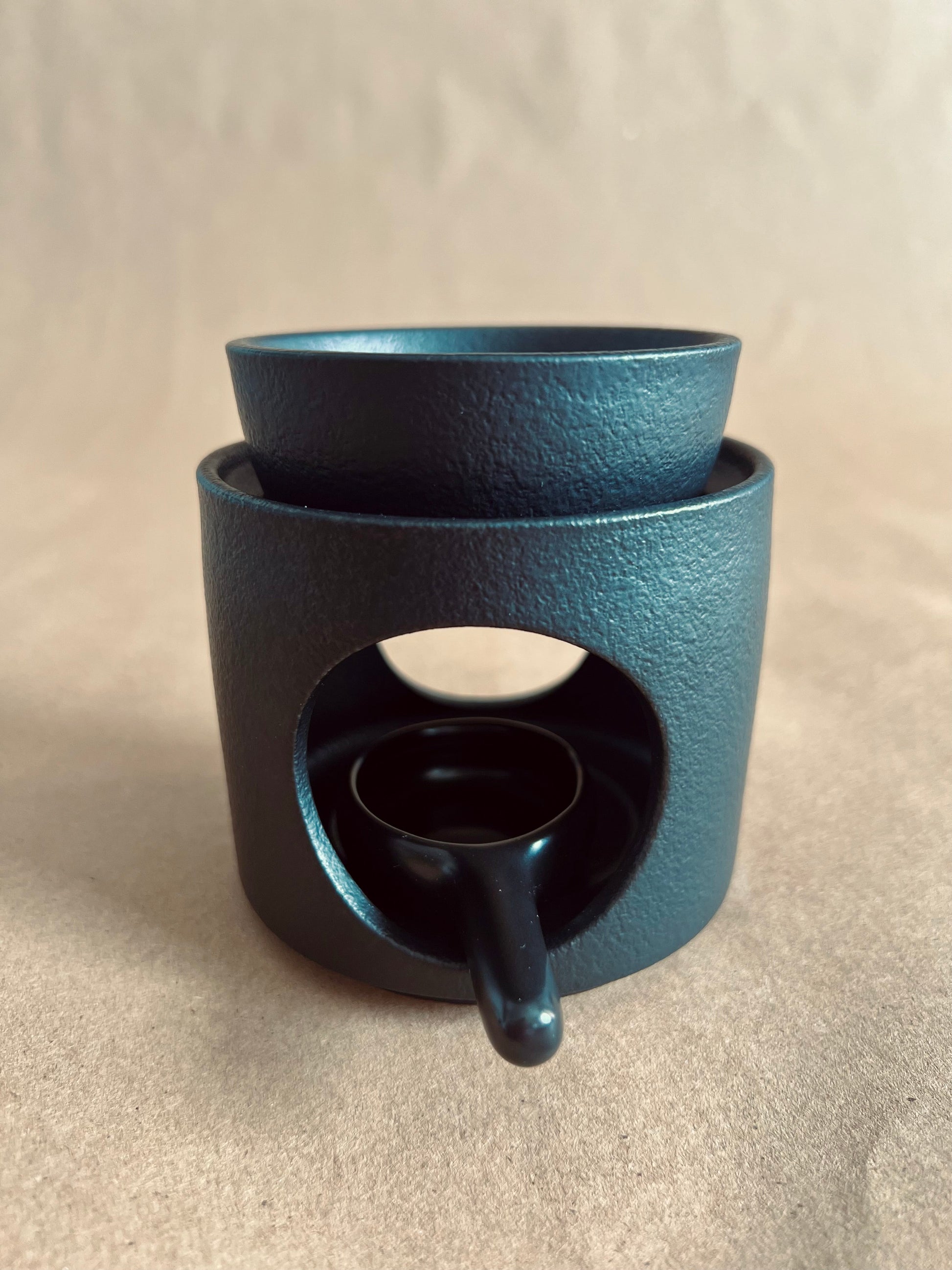 Black Ceramic Tea Light Wax Warmer with Dish | Home Decor | Maxilyn House