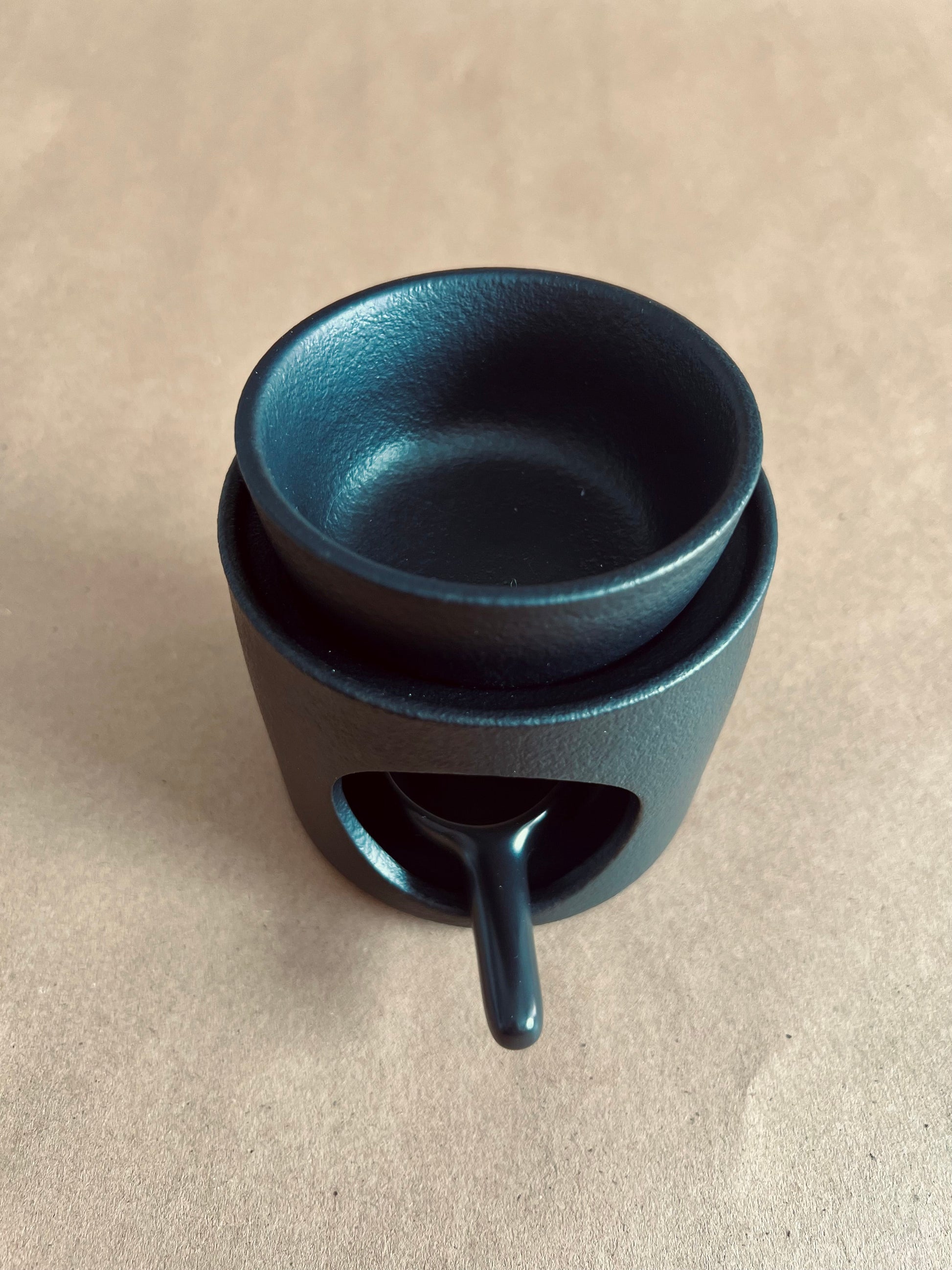 Black Ceramic Tea Light Wax Warmer with Dish | Home Decor | Maxilyn House