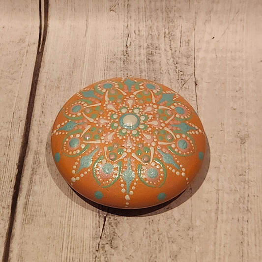 Hand-painted Pastel Mandala Stone | Handcrafted Collective