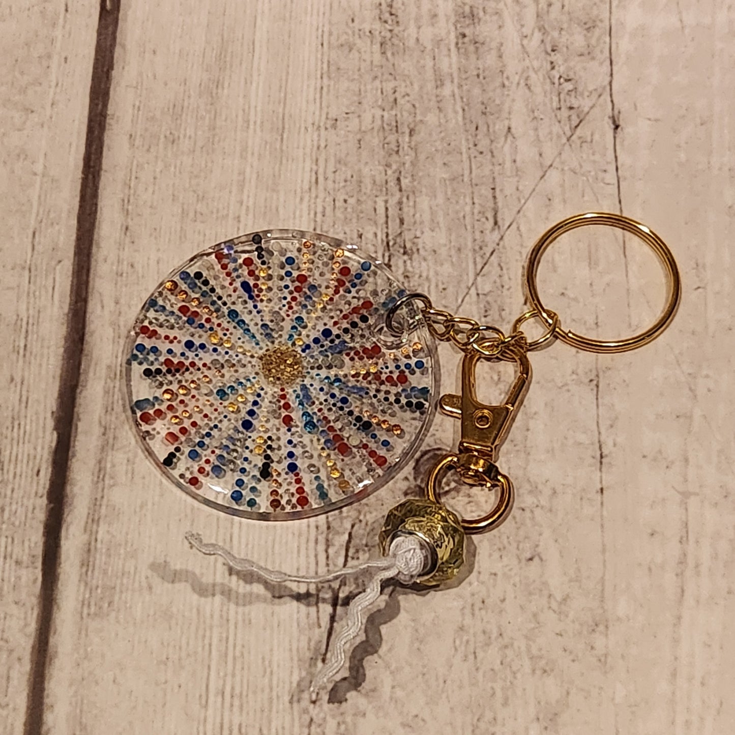 Hand-painted Mandala Keychain Clear Firework