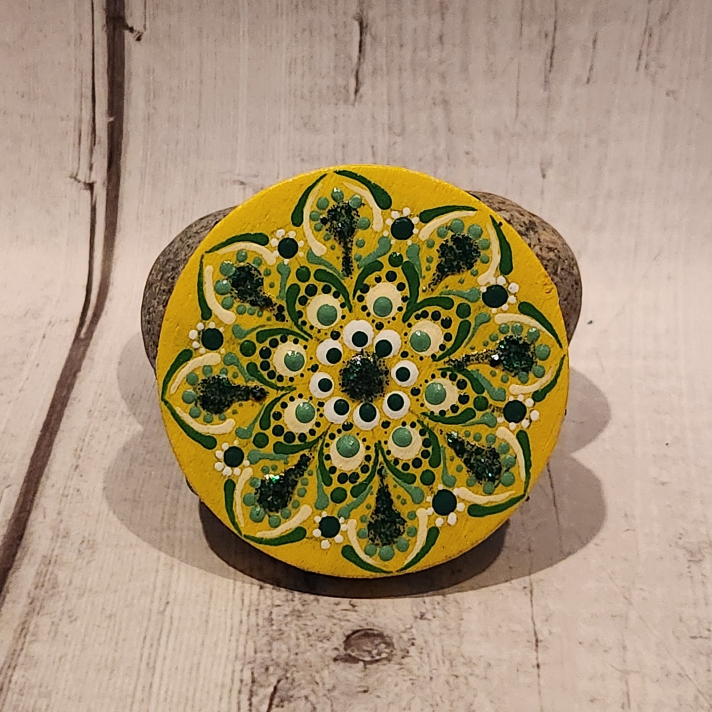 Hand-painted Mandala Yellow Magnet | Handcrafted Collective