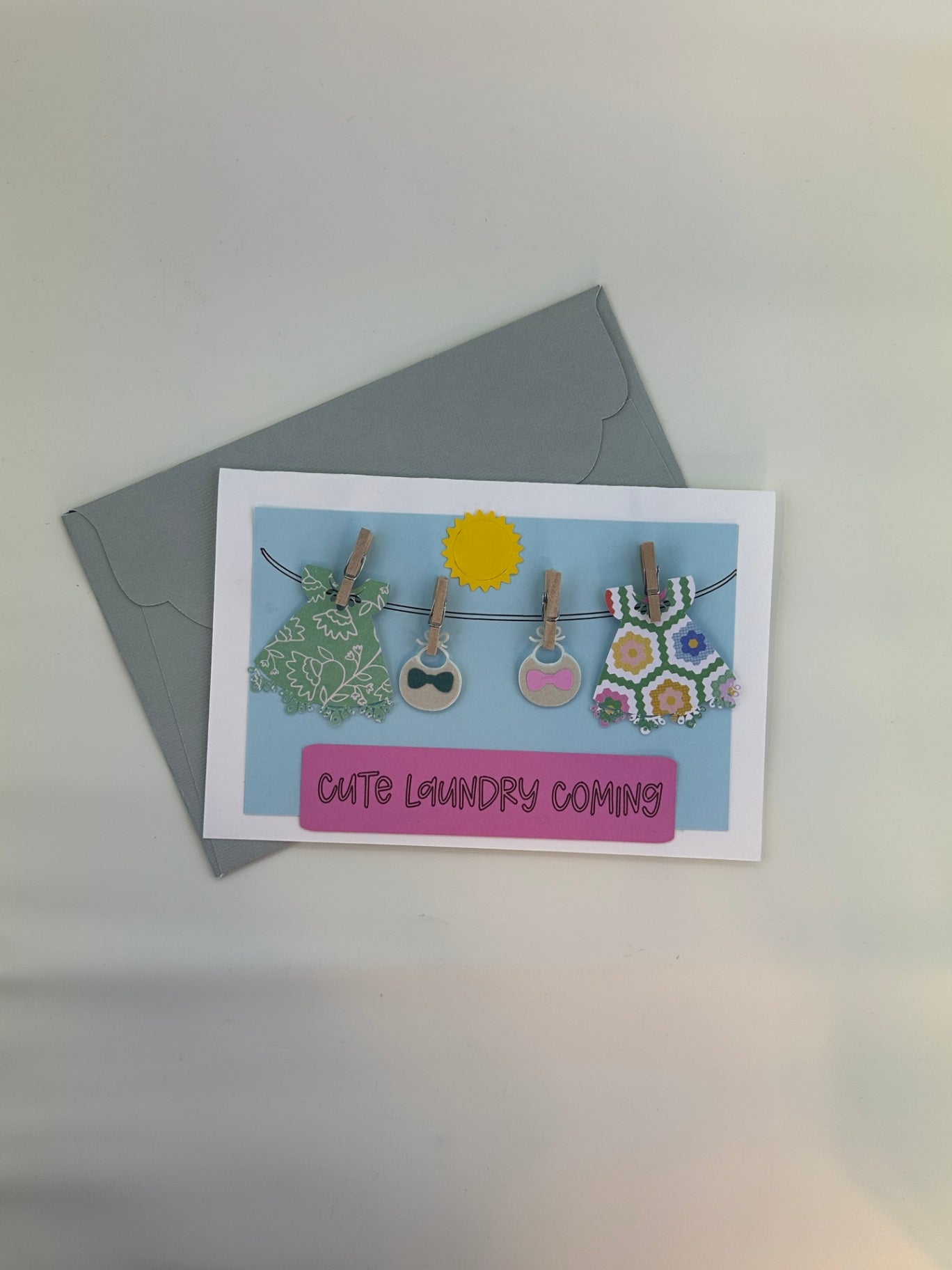 New Baby Girl "Cute Laundry Coming" Greeting Card