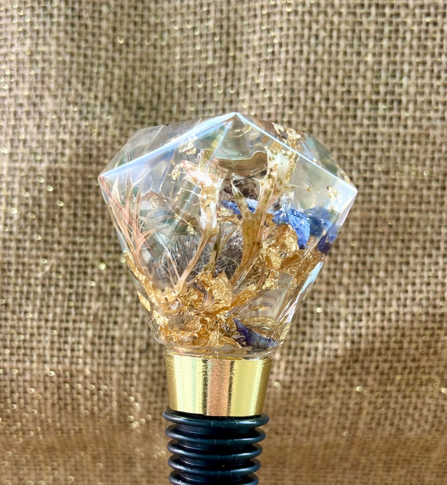 Blue Meadow Sparkle Resin Bottle Stopper