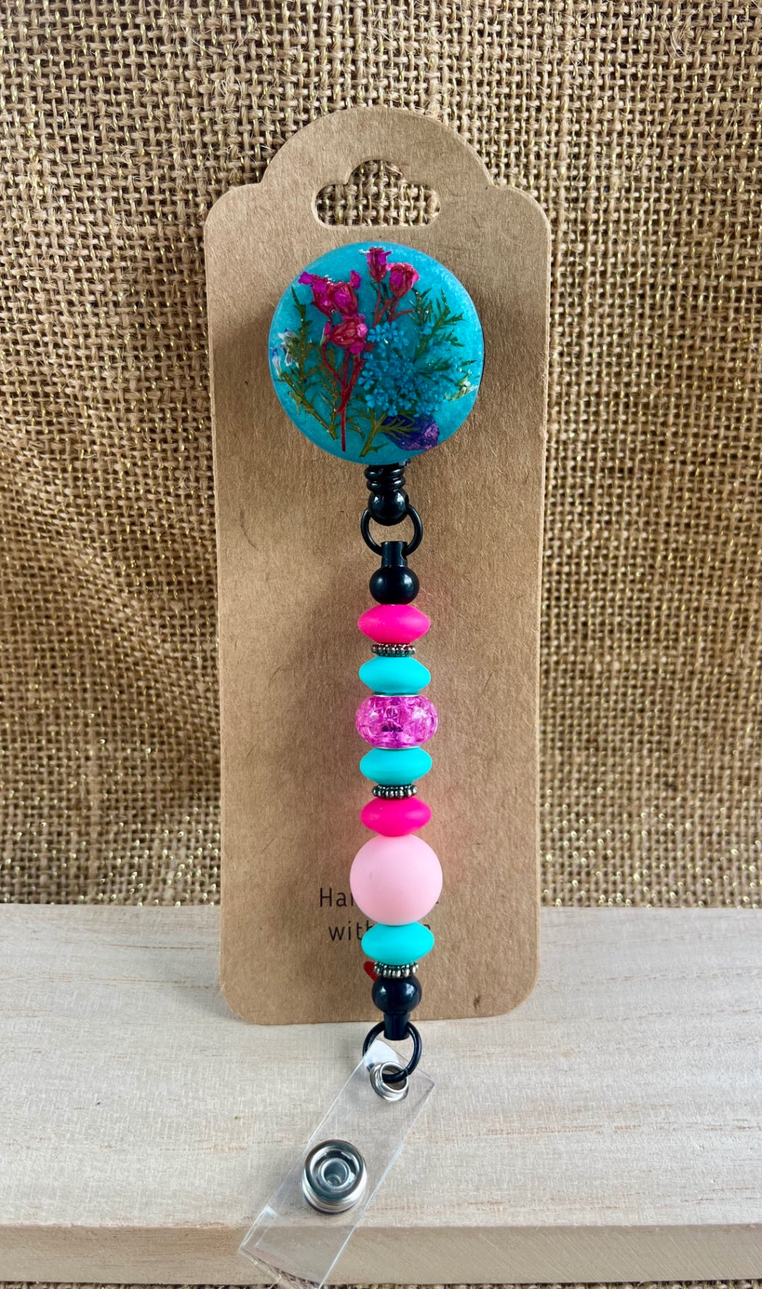 Bloom on the Job: Floral Resin Badge Reel with Silicone Beads