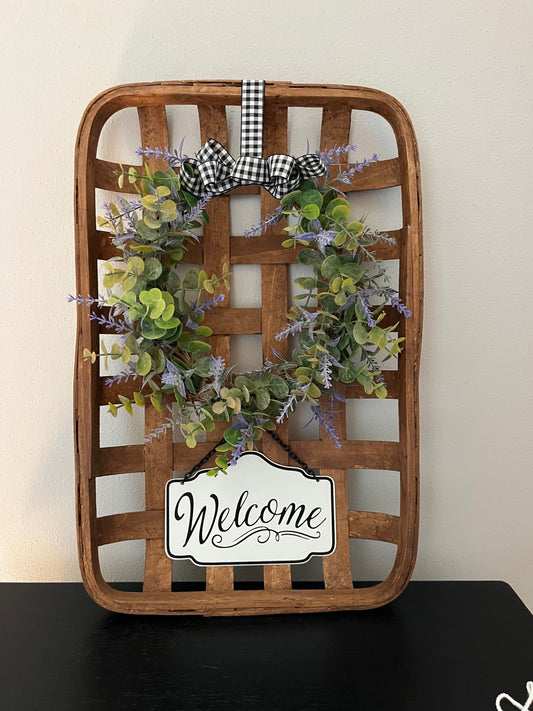 Rustic Woven Basket Welcome Wall Decor