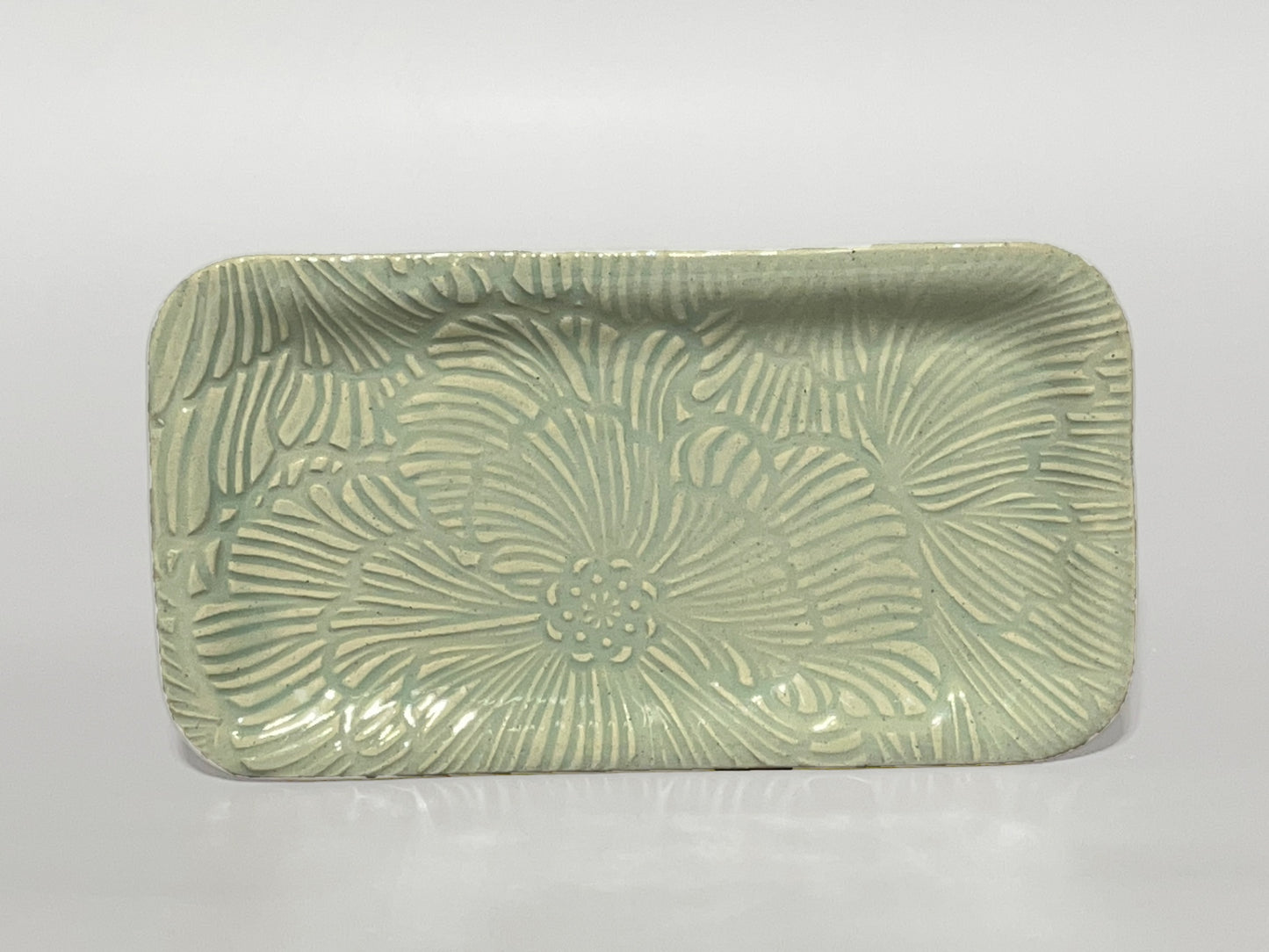 Handmade Green Ceramic Small Rectangular Tray
