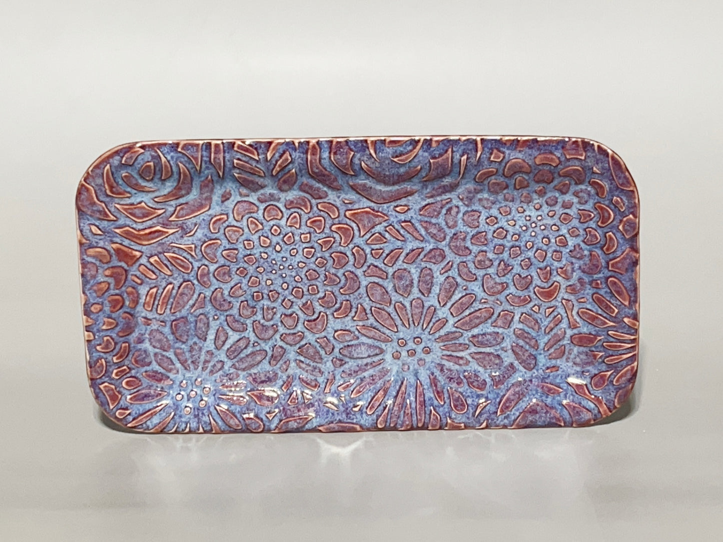 Handmade Purple Ceramic Small Rectangular Tray