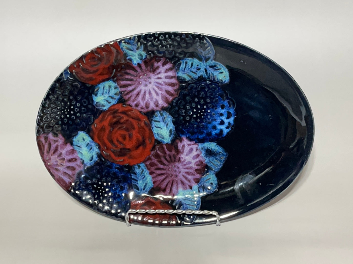 Handmade Ceramic Floral Oval Tray