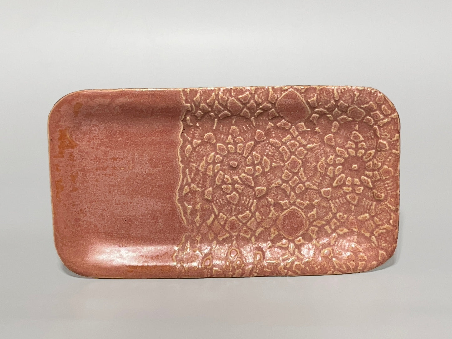 Handmade Pink Ceramic Small Rectangular Tray