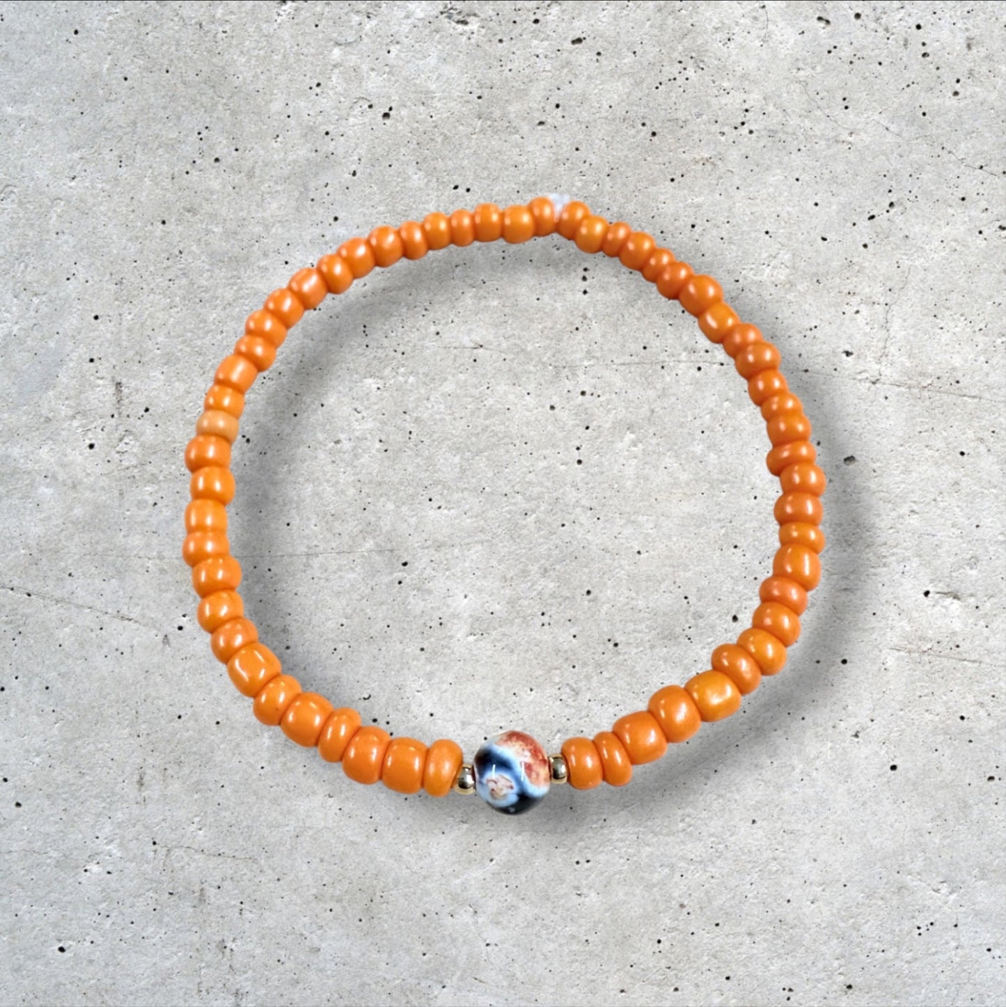 Orange Seed Bead Bracelet