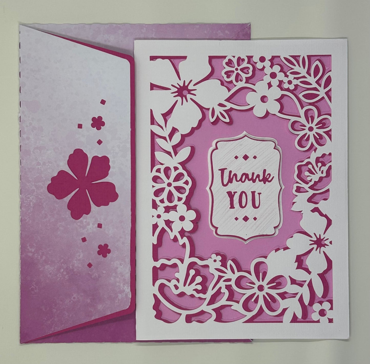 013 - Pink Thank You Card with Matching Envelope