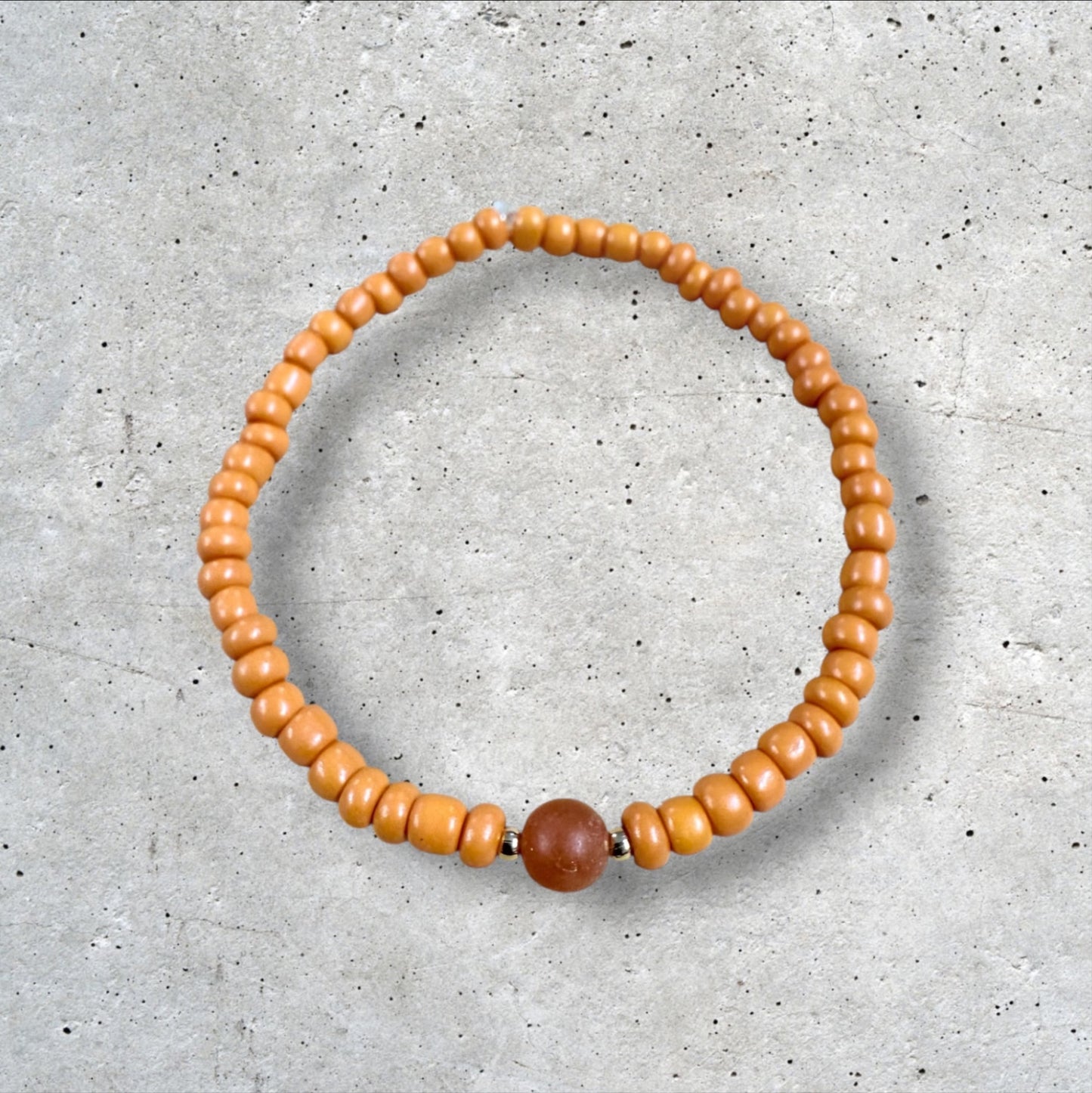 Orange and Brown Seed Bead Bracelet