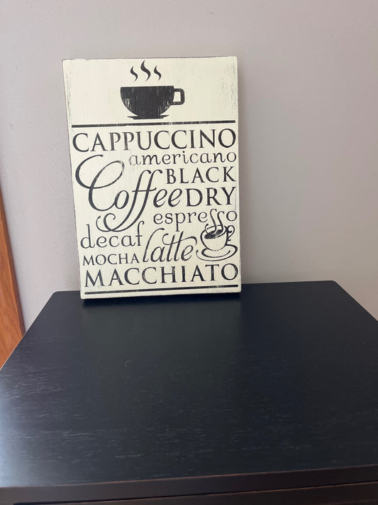 Hand-painted Coffee Wood Sign