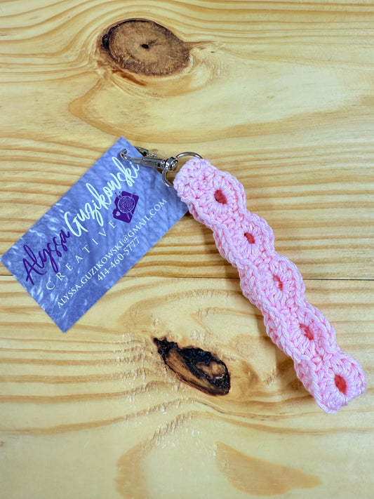 Pink Crochet Keychain