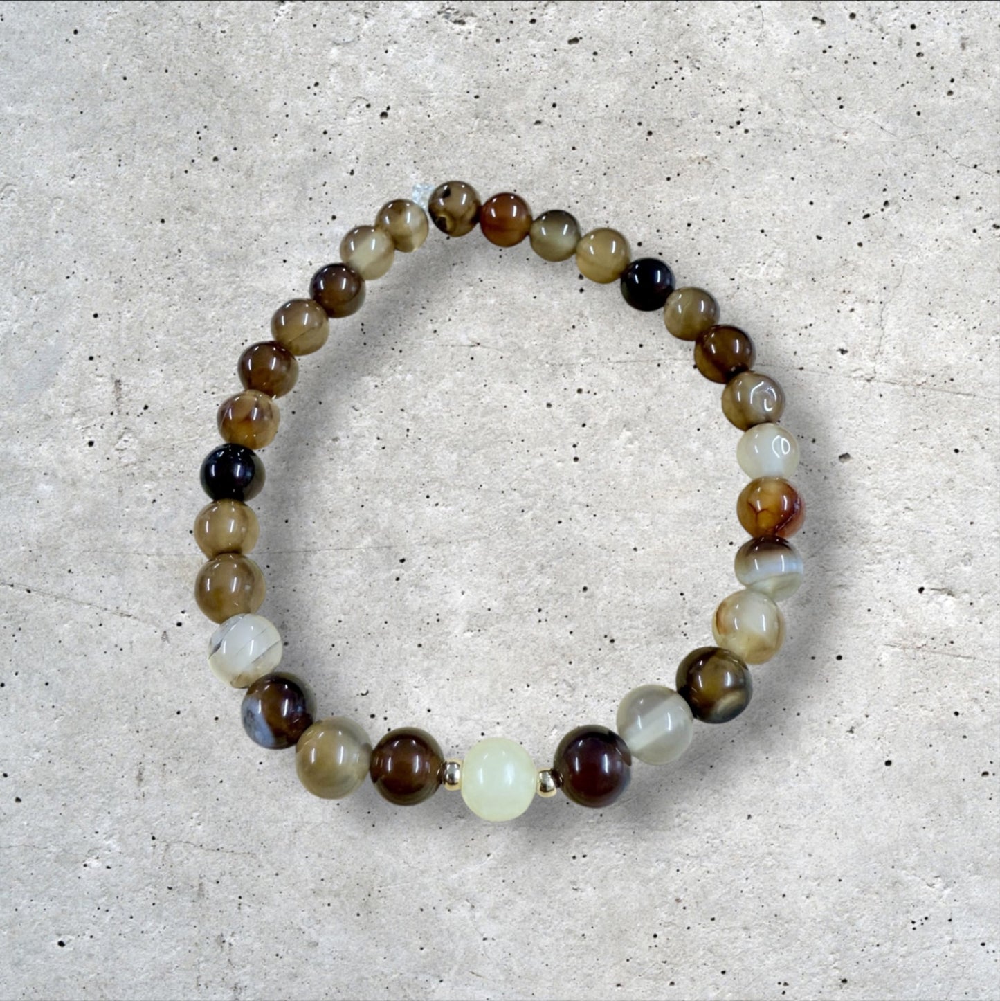 Earthy Tone Agate Stone Beaded Bracelet