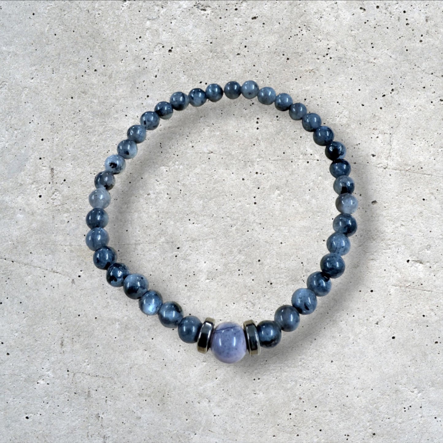 Gray Marbled Stone Bead Bracelet