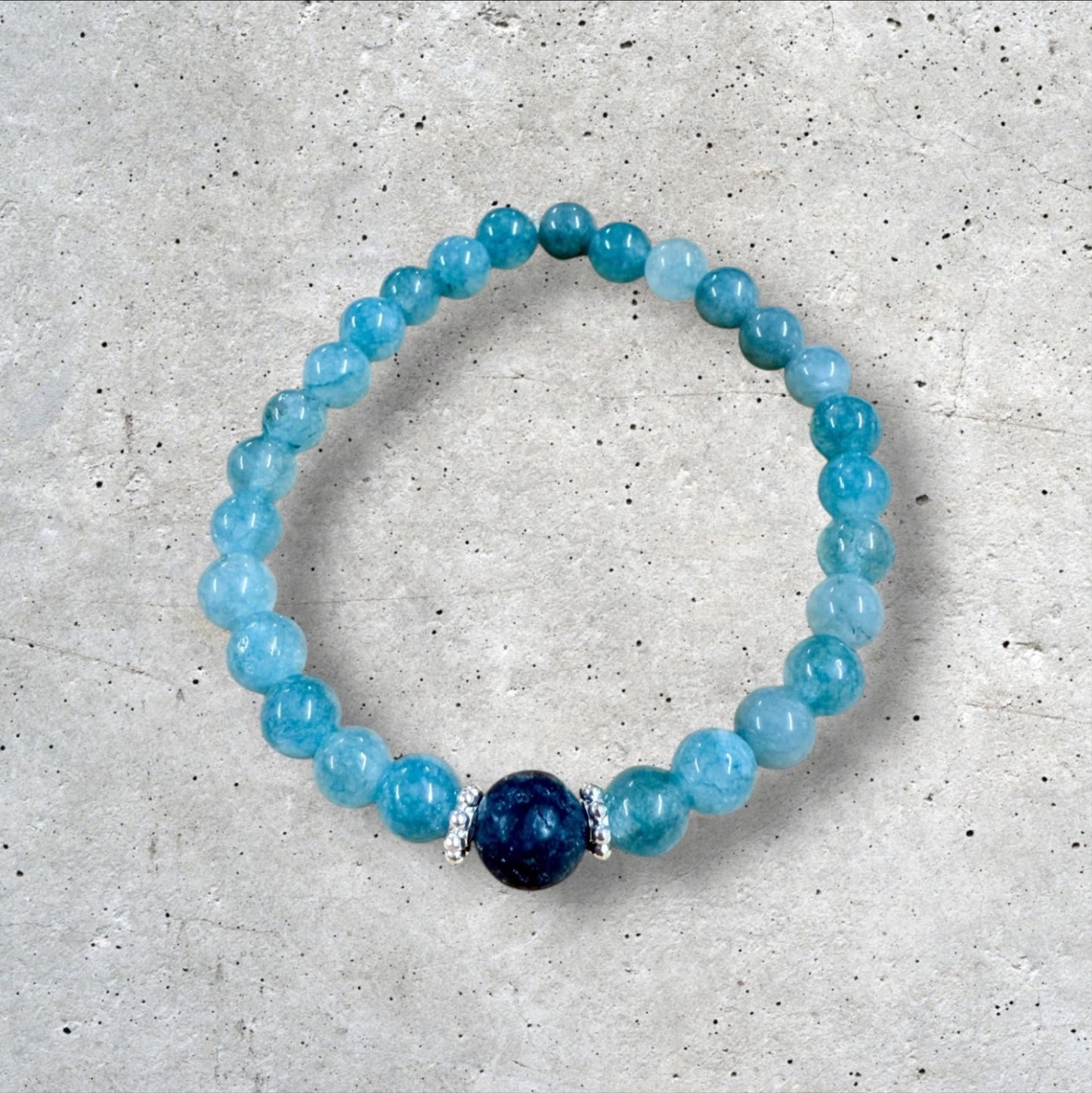 Blue Beaded Bracelet with Deep Blue Accent