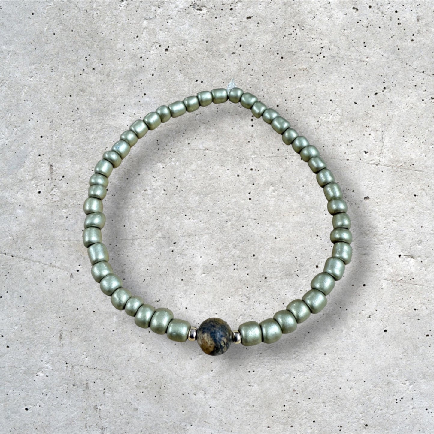 Silvery Gold Seed Bead Bracelet