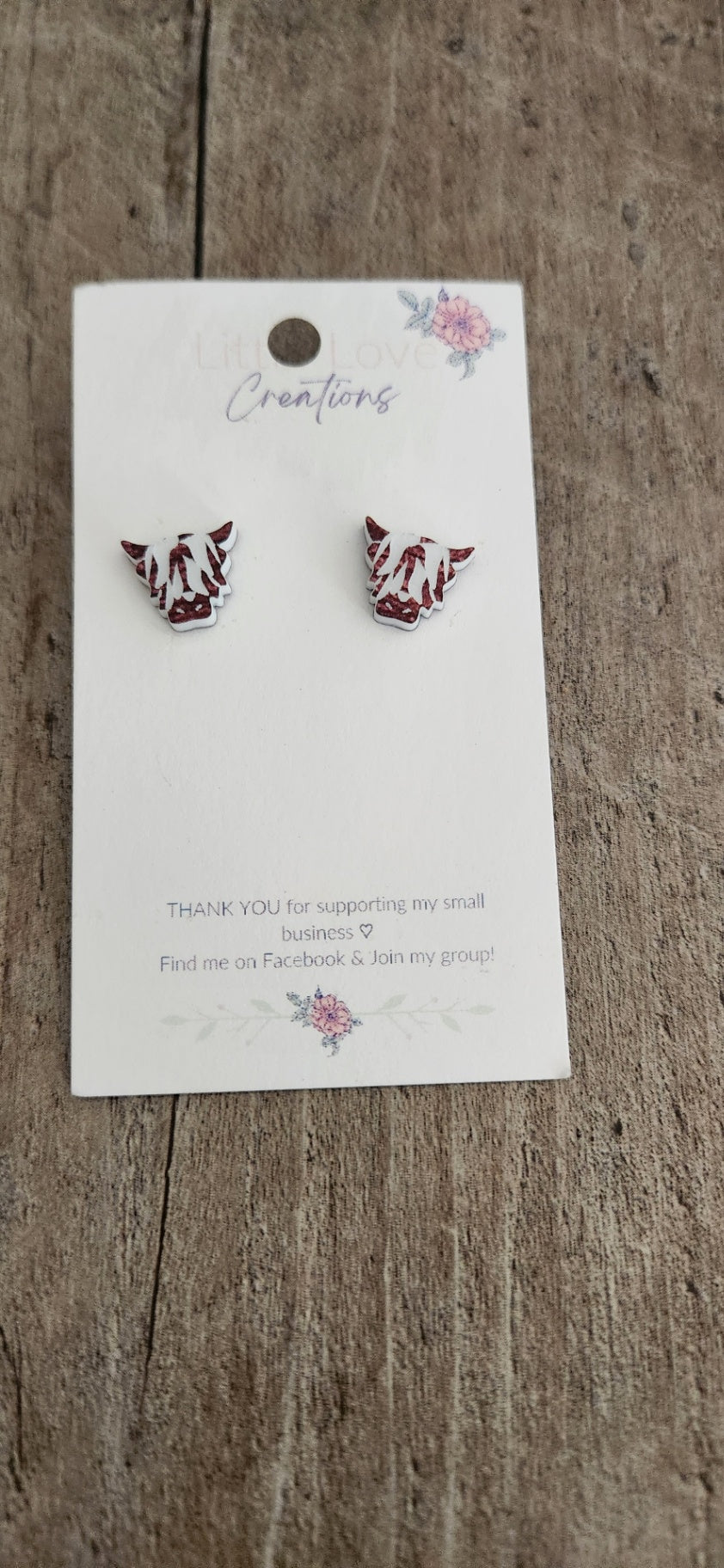 Acrylic Highland Cow Stud Earrings