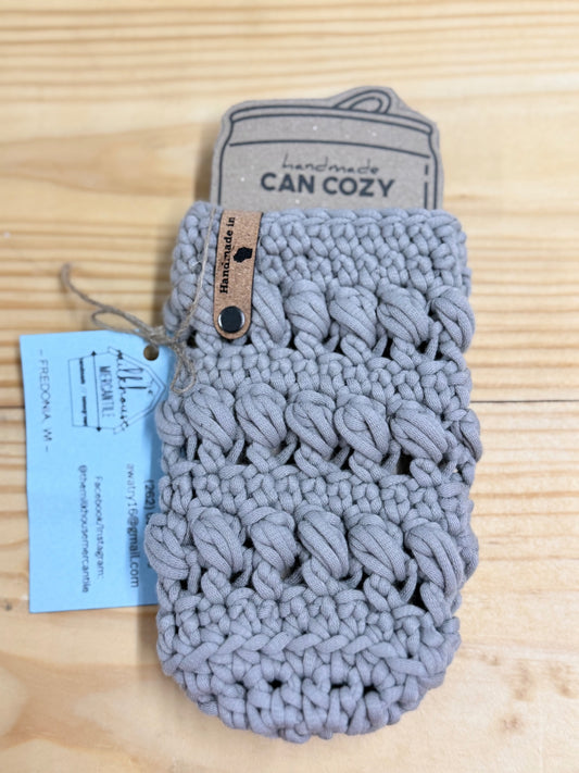 Gray Crochet Skinny Can Cozy