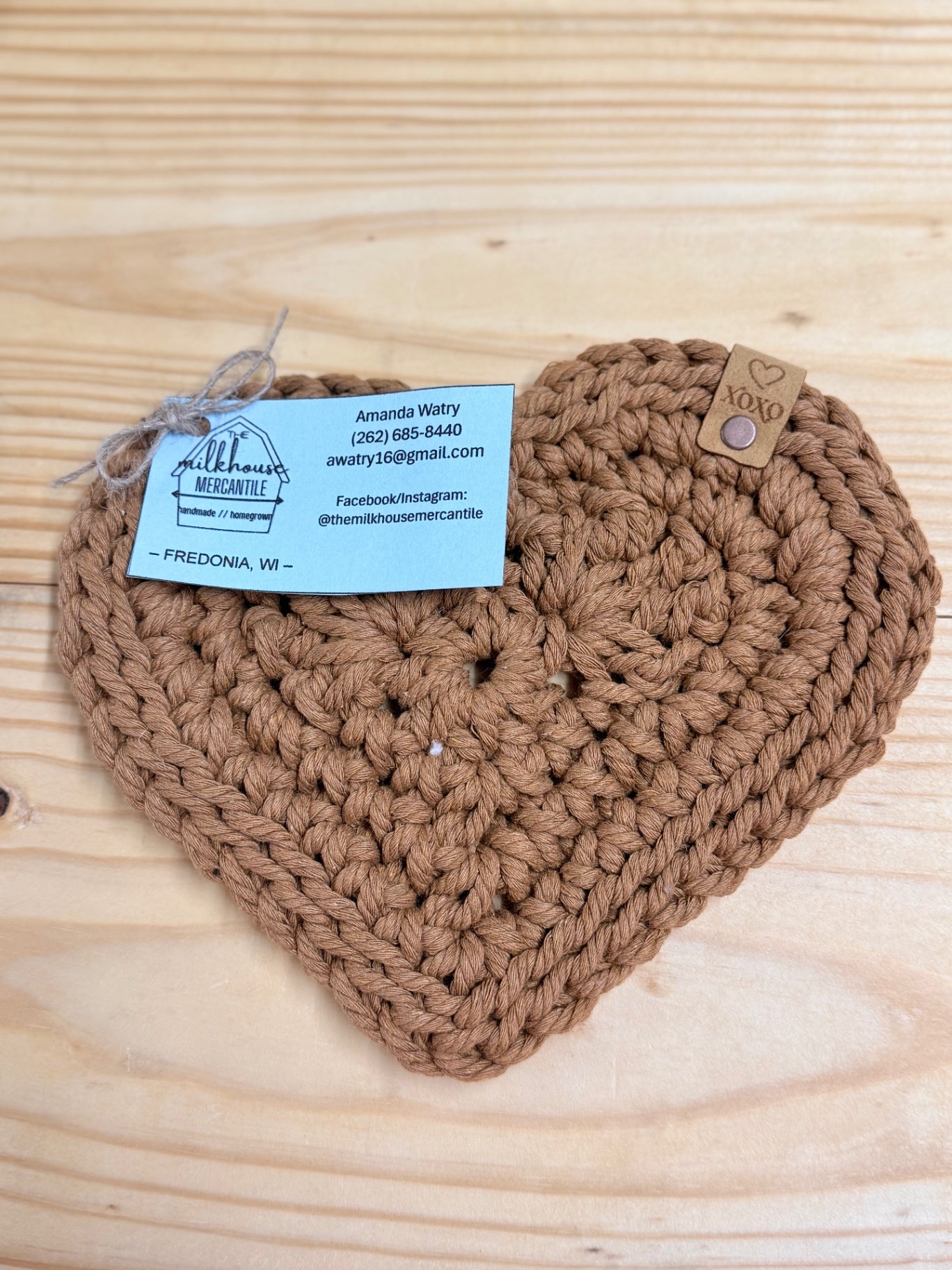 Cotton Yarn Crocheted Heart Trivet
