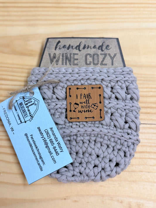 Crochet Stemless Wine Glass Cozy Gray
