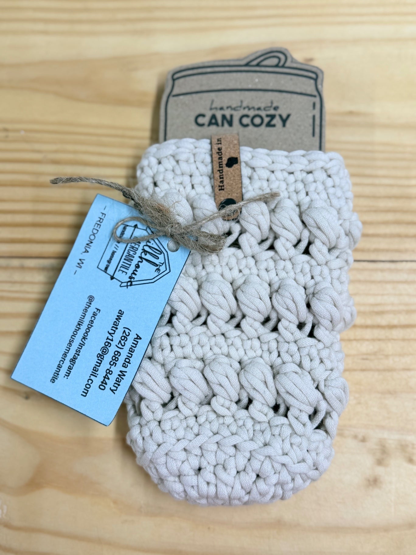 White Crochet Skinny Can Cozy
