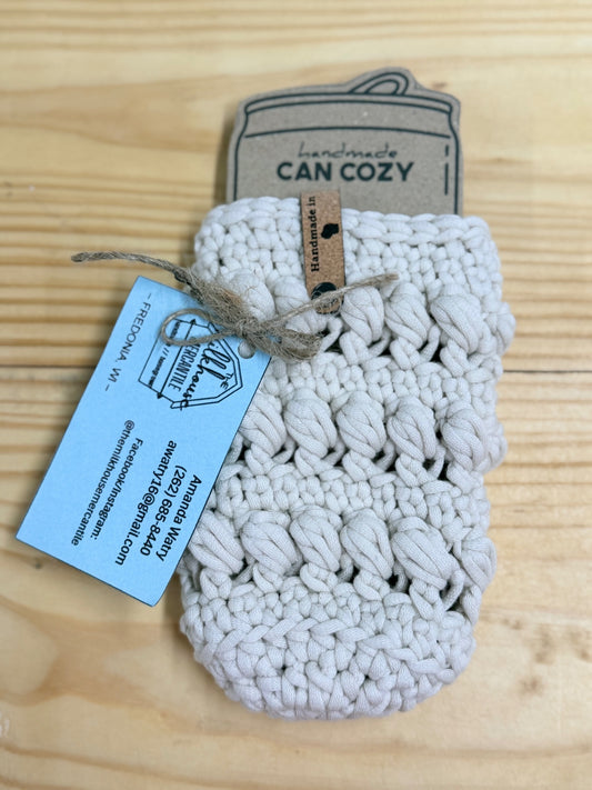 White Crochet Skinny Can Cozy
