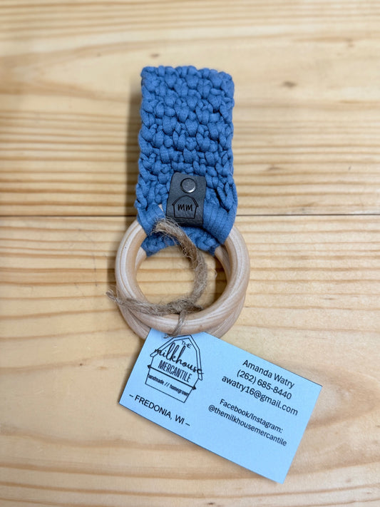Blue Crochet Towel Holder
