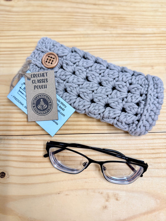 Crochet Eye Glasses Pouch Gray