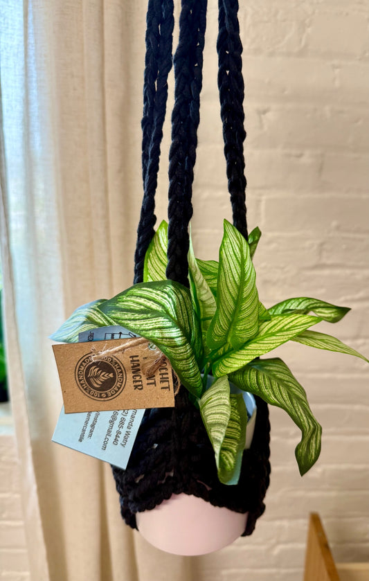 Crochet Plant Holder Hanger Black