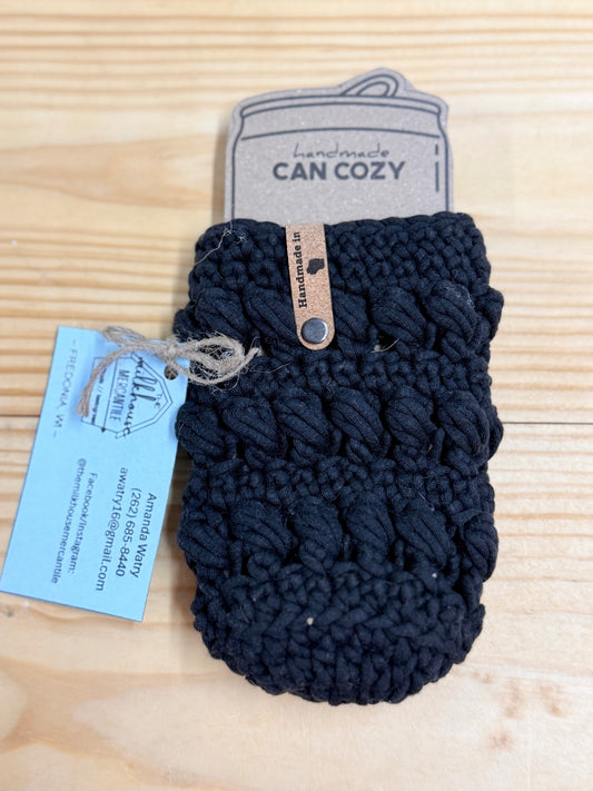 Black Crochet Skinny Can Cozy