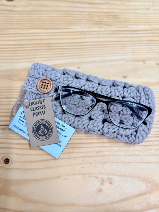 Crochet Eye Glasses Pouch Gray