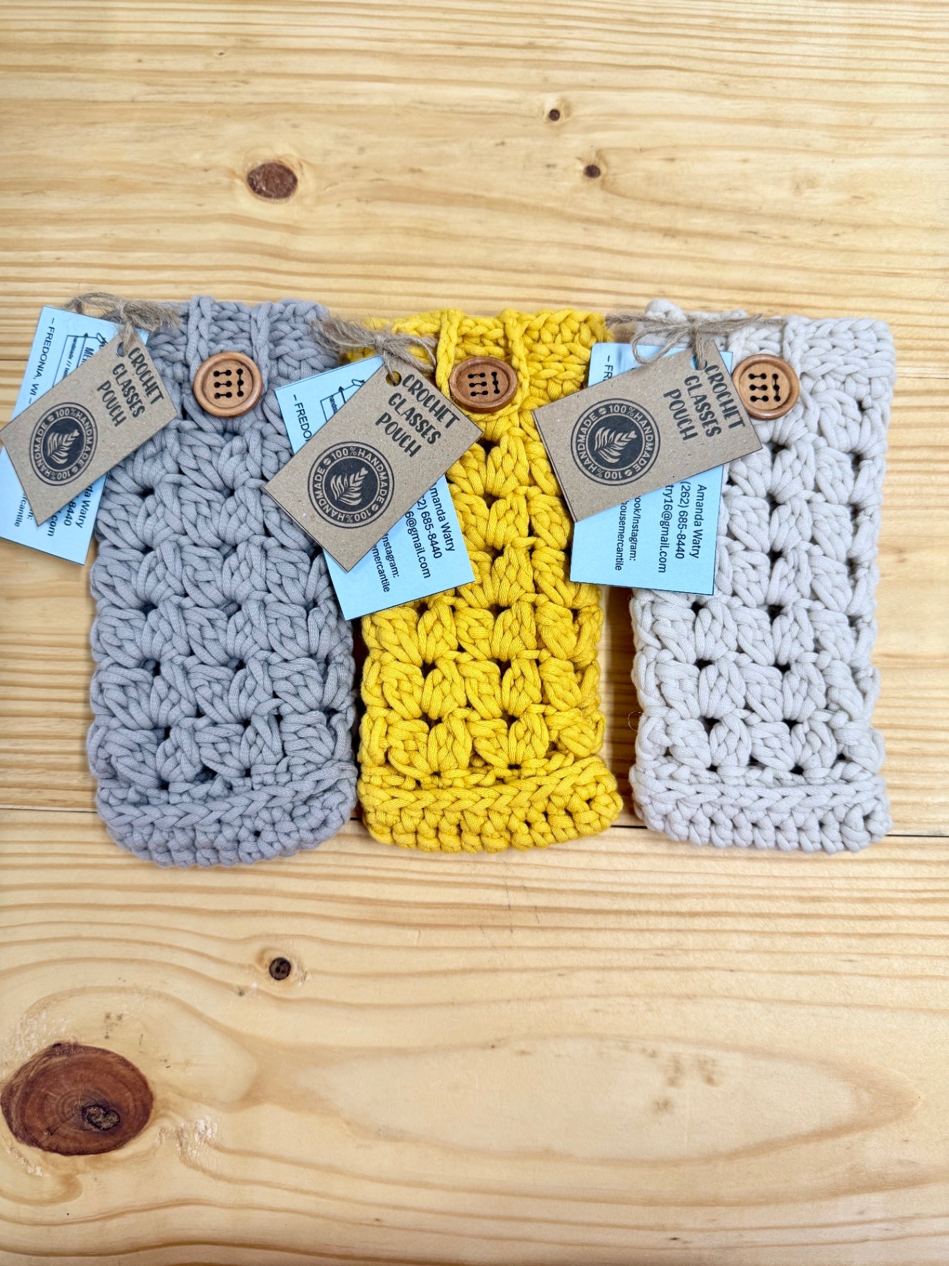 Crochet Eye Glasses Pouch Yellow