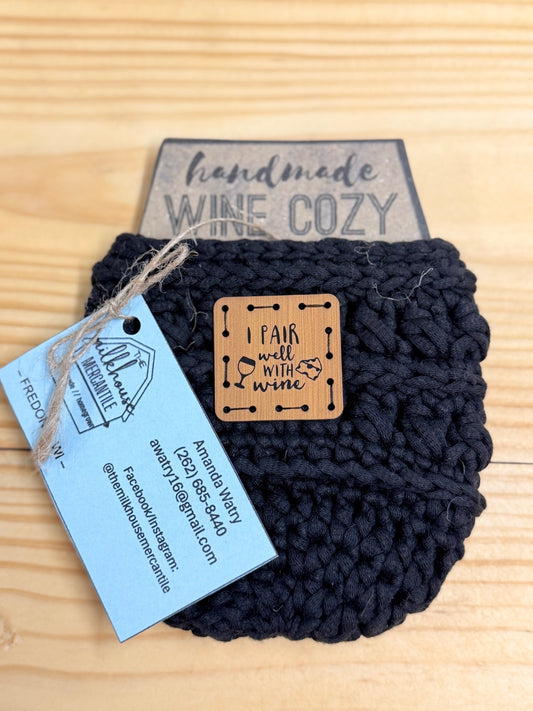 Crochet Stemless Wine Glass Cozy Black