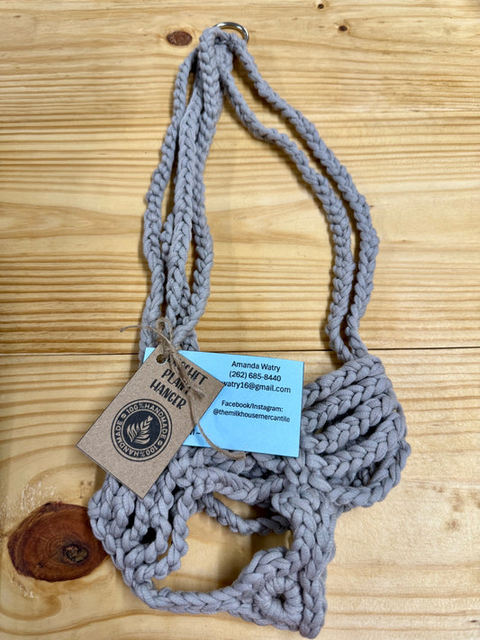 Crochet Plant Holder Hanger Gray