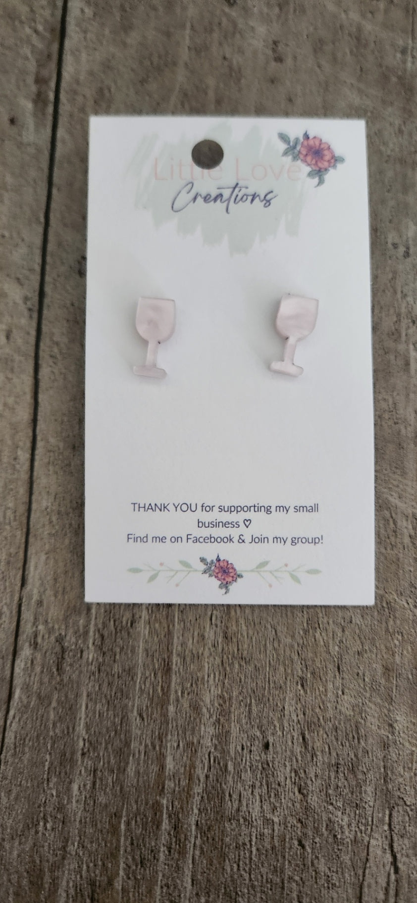 Acrylic Pink Pearl Wine Glass Studs