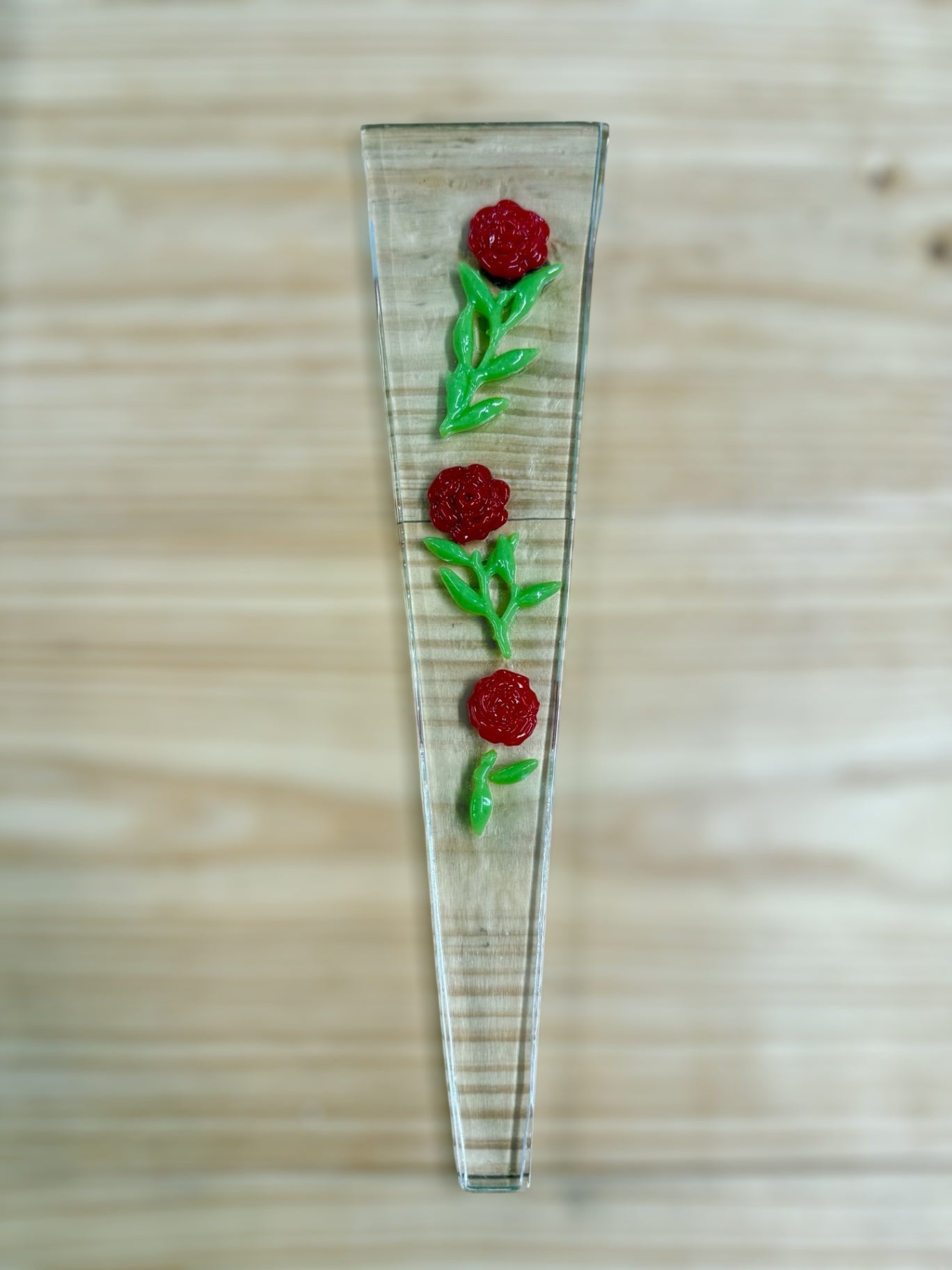 Glass Rose Floral Plant Stake