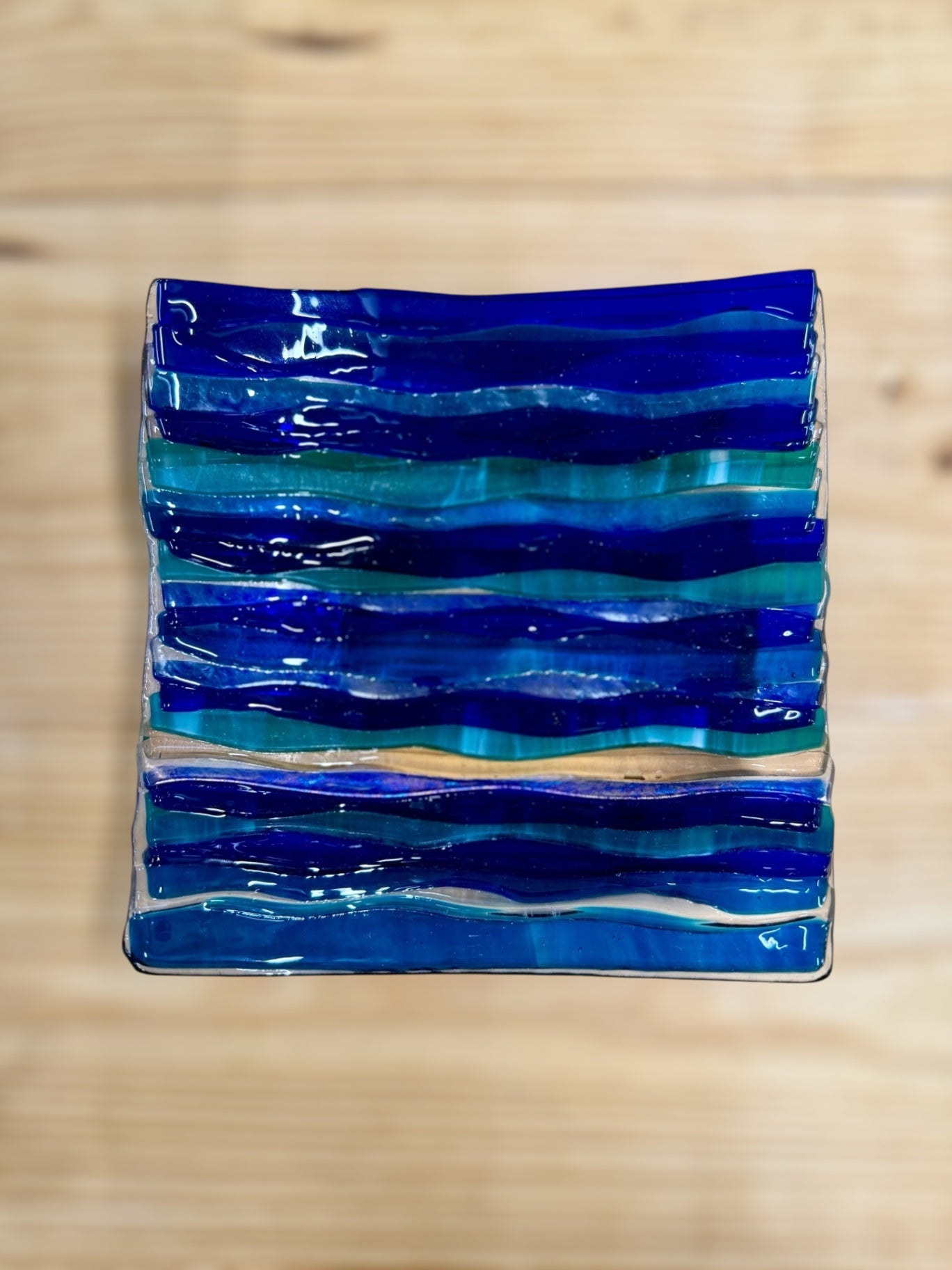 Fused Glass Wave Plate Blue