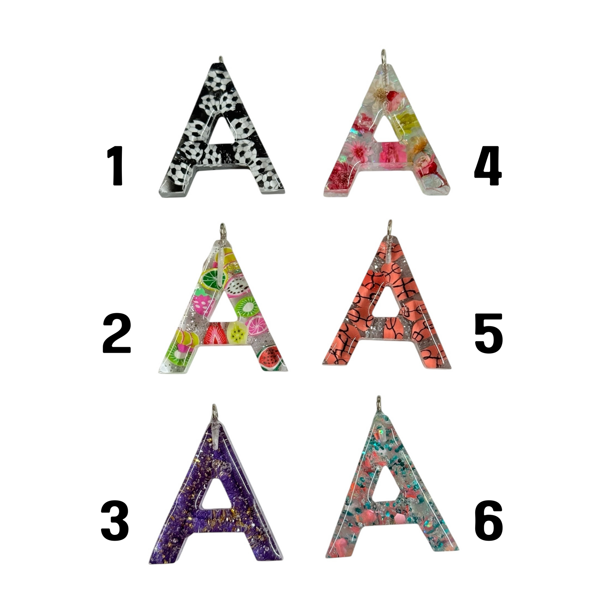 017 - Resin Letter "A" Charms for Keychains