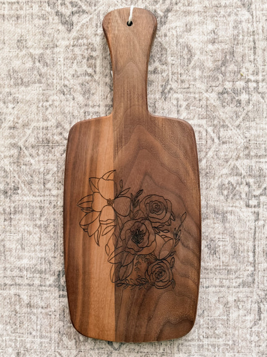 Charcuterie Board - WI Floral - Dark Wood