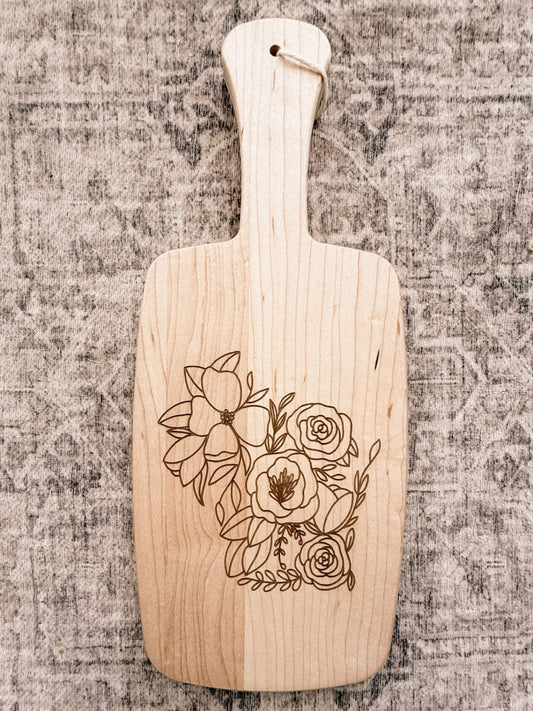 Charcuterie Board - WI Floral - Light Wood