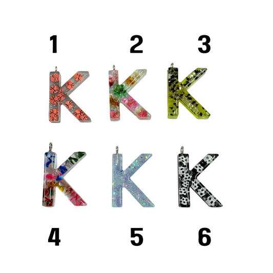 017 - Resin Letter "K" Charms for Keychains