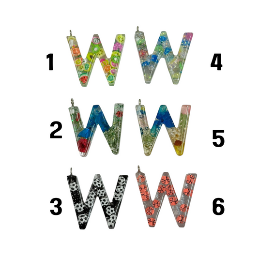 017 - Resin Letter "W" Charms for Keychains