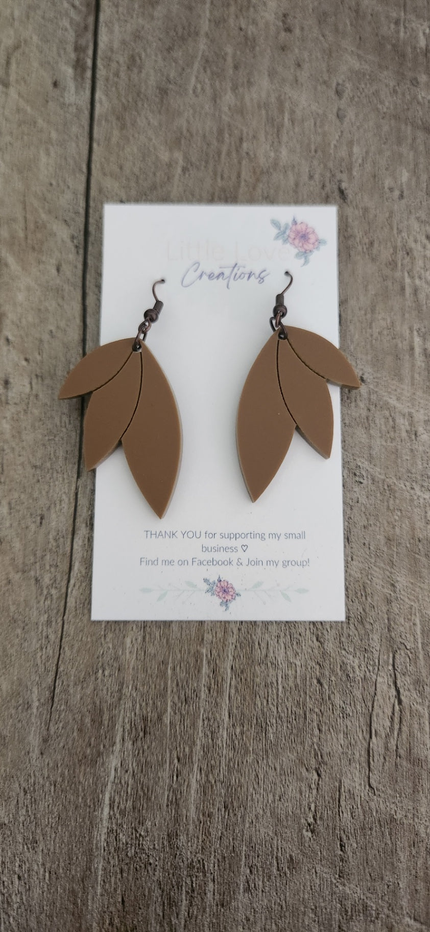 Acrylic Brown Leaf Dangle Earring