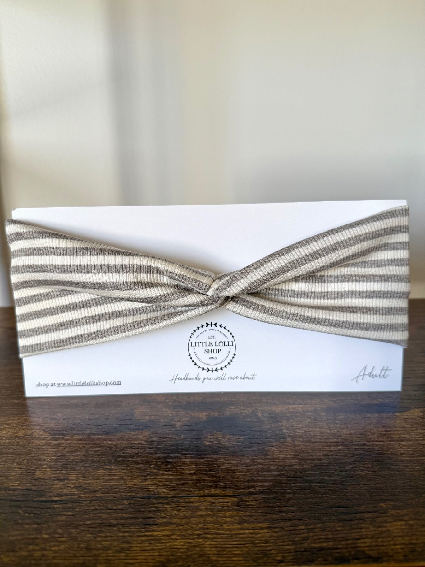 Gray and White Striped Headband